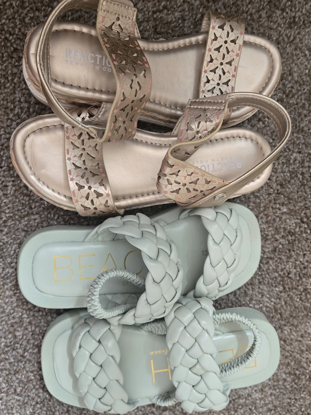 Kenneth Cole Reaction Girls' Rose Gold & Mint Braided Sandals Set